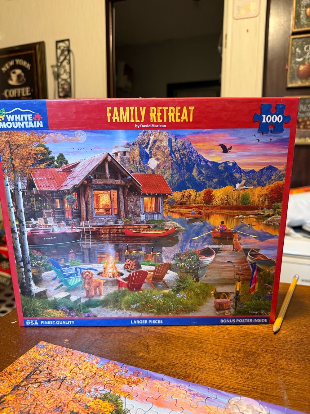 White Mountain Family Retreat Jigsaw Puzzle - Red, Blue, Yellow